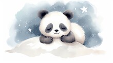  A Panda Bear Sitting On Top Of A Pile Of Snow With His Eyes Closed And His Head Resting On His Hands.  Generative Ai