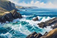 Shoot The Rugged Coastline With Cliffs And Crashing Waves