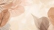 © TensorSpark - Calming light brown and beige background with abstract natural leaves. Aesthetic minimalism design, offering a soothing and tranquil ambiance. Wallpaper for those who appreciate nature elegance.