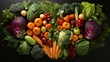 Clean healthy eating choices: fruit, vegetables, whole grains, superfoods, cereals, leafy vegetables