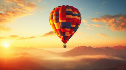 Poster - colorful hot air balloon flying. adventure and freedom