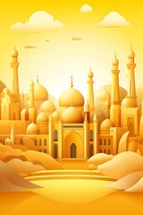 Wall Mural - yellow great mosque cartoon