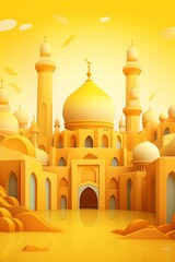 Wall Mural - yellow great mosque cartoon