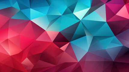 Wall Mural - Low Poly Triangle Mosaic Background in Exuberant Fuchsia