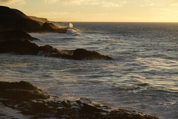 Sticker - effects of waves and the ocean on the coast at sunset