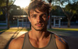© Carmen Martín J. - Retrato de hombre joven deportista ejercitándose en el exterior. Competitivo.