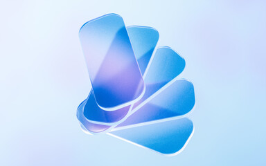 Transparent glass with gradient colors, 3d rendering.