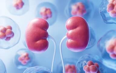 Kidney with biology and health care concept, 3d rendering.