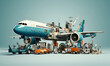 3D illustration of an airplane 