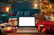 © StockPhotoPro - Home interior at Christmas and laptop