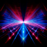 Fototapeta Przestrzenne - Red and blue neon laser lights flash and glow, abstract background