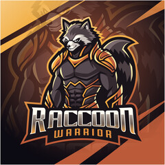 Wall Mural - Raccon warrior esport mascot logo design