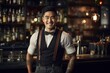 © Johnathan - Asian Male Bartender Employee Professional Concept Generative AI
