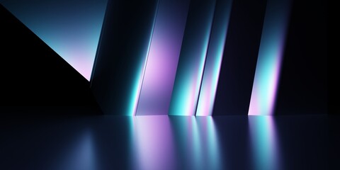 Wall Mural - 3d rendering of purple and blue abstract geometric background. scene for advertising, technology, sh