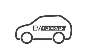 Electric car charging. Battery Charging icon. Ev car. Eco friendly vehicle concept. Vector illustration.