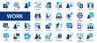 Work flat icons set. Career, office, employment, teamwork, meeting, organization icons and more signs. Flat icon collection.