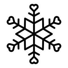 Wall Mural - snowflake with heart outline vector icon. decorative graphics element for valentine's day, new year 