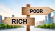 © FAFO - poor and rich direction wooden sign