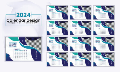 modern carb  business Calendar template design. 2 color Flyer design (blue & pest color)