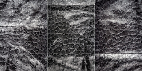 Wall Mural - Collection of black leather textures