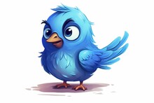 Illustration of a lovely cartoon blue bird. Generative AI