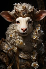 Wall Mural - goat renaissance art portrait, medieval oil painting.