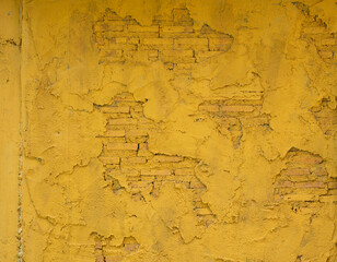 Sticker - yellow colored Wall Texture Background, Old Brick Wall