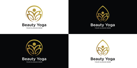 Wall Mural - elegant beauty lotus yoga or spa logo design