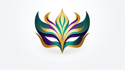 Wall Mural - A green and purple mask on a white background. Mardi Gras decorative element.