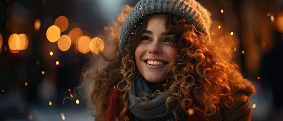 Wall Mural - Young woman hold Fireworks, Happy New Year 2024