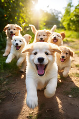 A group of playful and adorable puppies enjoying playtime