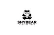shy bear modern logo design for animal lover