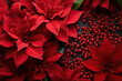 christmas bouquet with red poinsettia bloom and holly berry
