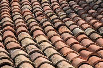 Wall Mural - Vintage clay tiled roof of old country house