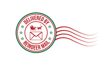 Delivered By Reindeer Mail Christmas North Pole Rubber Stamp Design On White Background