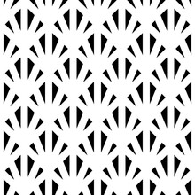 Black Triangles On White Background. Image With Repeated Teeth. Canines. Seamless Pattern With Scales. Modern Grid Motif. Peacock. Sharp Strokes. Palm Tree Leafs Grid. Triangular Shapes. Vector Art.