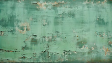 Old Vintage Green Background With Paint Peeling, Flaking 