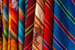 Colorful andes textiles fabrics on witch market, La Paz, Bolivia.
