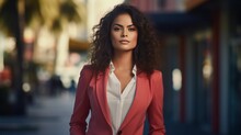 Beautiful And Confident Latina Woman Entrepreneur Wearing Elegant Business Suit
