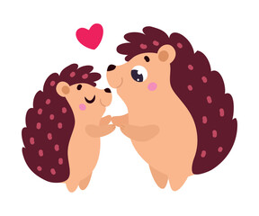 Poster - Cute Hedgehog Couple Character Feel Love Emotion Together Vector Illustration