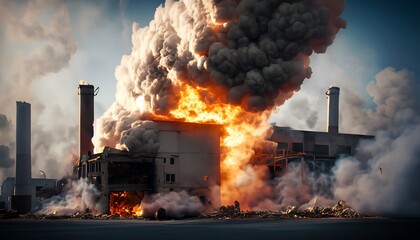 Canvas Print - Bomb explosion in the city.