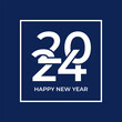 Happy new year 2024 background. Holiday greeting card design. White Design on Blue Background Vector illustration.