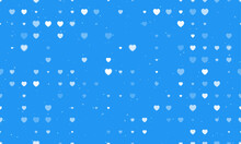 Seamless Background Pattern Of Evenly Spaced White Hearts Of Different Sizes And Opacity. Vector Illustration On Blue Background With Stars