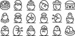 © ylivdesign - Chicken hatching icons set outline vector. Egg chicken nest. Baby bird farm