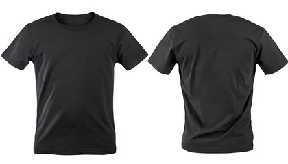 Men's grey blank T-shirt template,from two sides, natural shape on invisible mannequin, for your design mockup for print, isolated on transparent background. clipping path , cutout 