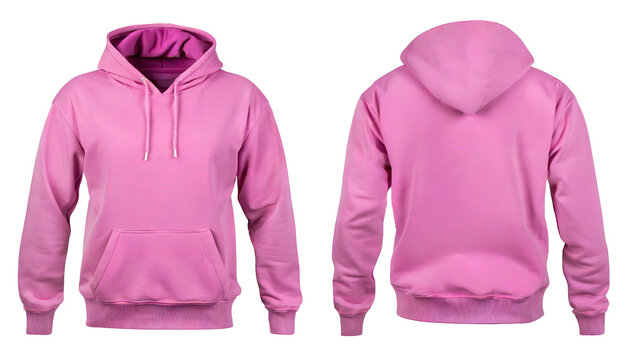 Pink female hoodie sweatshirt with long sleeve, women hoody with hood for your design mockup for print, isolated on transparent background. clipping path , cutout 