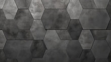 
Abstract Seamless Dark Black Gray Grey Anthracite Concrete Cement Stone Tile Wall Made Of Hexagonal Geometric Hexagon Print Texture Background Banner Panorama