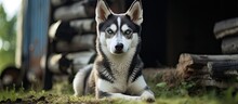 A Beautiful And Adorable Siberian Husky Dog Full Of Joy Is Depicted In A Painting While Standing On A Farm Dedicated To Dogs The Farm Is Located In Norway Where There Are Also Sleeping Dogs 