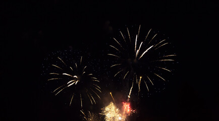 Sticker - Beautiful fireworks on black background