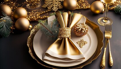 Christmas table with decorations and dining